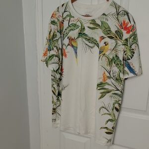 Zara Multicolor Tropical Bird T-Shirt